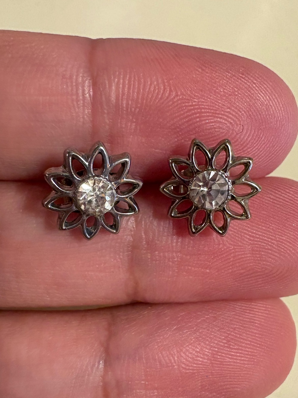 Silver Flower Crystal Stud Earrings - Classic Sparkle
